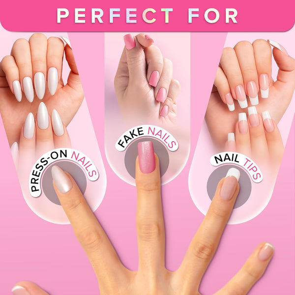 Super Strong Nail Glue for Press on Nails, Nail Tips & Acrylic Nails (8Ml) NYK1 Nailbond Brush on Glue for Press Ons, Tips & Acrylics - Long