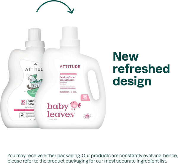 ATTITUDE Baby Fabric Softener, Plant and Mineral-Based Ingredients, HE Compatible, Vegan and Cruelty-Free Laundry and Household Products,