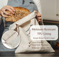 Simply H&K Linen Bread Bags [Pack of 3] with Inner Lining - Keeps Homemade Bread Fresh & Secure - Perfect for Sourdough & Gift Giving - Set of