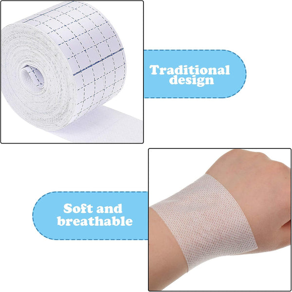 Nuanchu 2 Rolls Non-Woven Cover Roll Stretch Tape Non-Woven Adhesive Bandages Breathable Bandage Tape Cohesive Wrap Bandages Protective Stretch