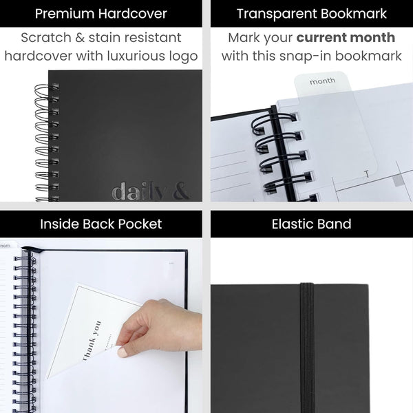 Undated Daily Planner | 2026 Calendar | Large Daily and Monthly Planner with Hourly Schedule, 8.5" x 11" | 6 Month, Full Page a Day, To do List,