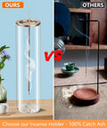 Incense Holder for Sticks [Anti-Ash Flying], Modern Insence-Stick Burner Holder with Removable Glass Ash Catcher, for Home Decor Yoga Meditation