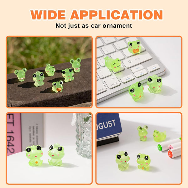 Luminous Frog Car Dashboard Decor, 6PCS Fun Frog Car Dash Decorations Rear View Mirror Ornament Interior Accessories