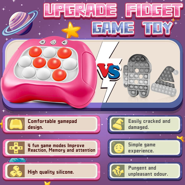 Quick Push Game?Pop Game Fidget Toys, Fast Push Bubble Game, Handheld Puzzle Game Sensory Toys ?Light up Push Pop Game for Kids 3-12 Girls and