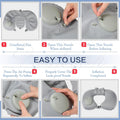 2 Pcs Inflatable Bath Pillows for Tub Bath Head and Neck U Shaped Blow up Full Body Travel Pillow with Adjustable Button Grey and Black Bath Tub