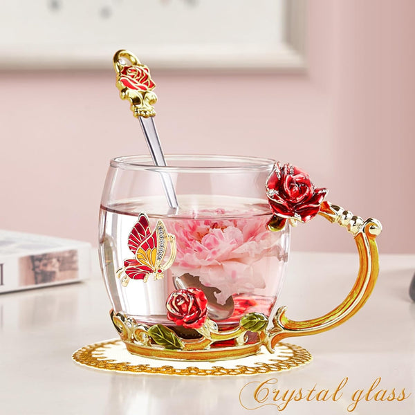 OEAGO Gifts for Mom Women Mothers Day Glass Coffee Enamels Mug Best Birthday Valentines Gifts for Her Girlfriend Wife from Daughter Son