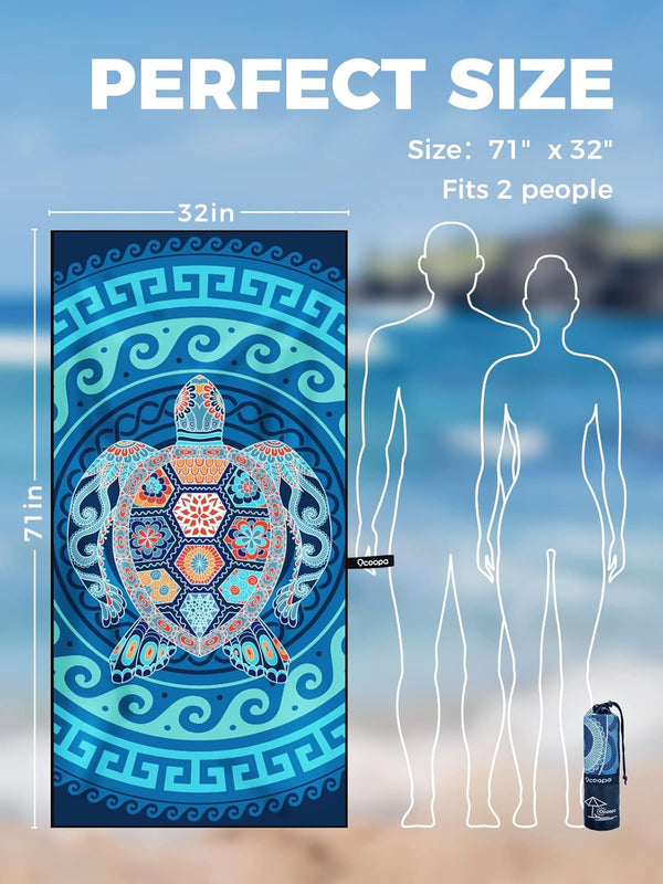 OCOOPA Microfiber Beach Towel Fast Drying, Extra Large 63" X 31" Sand Free Beach Towel Super Lightweight Towels for Swimming Pool, Camping,