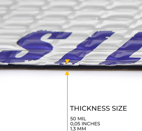 Siless 50 Mil (1.3Mm) 26 Sqft Car Sound Deadening Mat - Butyl Automotive Sound Deadener - Noise Insulation and Vibration Dampening Material ( 26 Sqft)