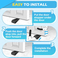 Rubber Door Stoppers for Bottom of Door - 4 Pack Door Stop Wedge with Holder Heavy Duty Doorstop for Home Office Dorm Classroom Garage Stackable