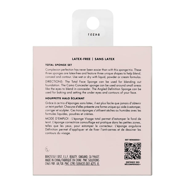 E.L.F. Total Sponge Set, Multi-Use Makeup Sponge Set for Flawless Blending, Great for Powder or Liquid Concealer & Foundation, Vegan & Cruelty-Free