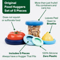 Food Huggers 5Pc Reusable Silicone Food Savers | BPA Free & Dishwasher Safe | Fruit & Vegetable Produce Storage for Onion, Tomato, Lemon, Banana,