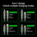 4-In-1 Coiled Universal USB Charging Cable -MAX 240W Fast Charging/Charger Cord with Multi USB Port for Iphone 16/15 14 13 Ipad Samsung Galaxy