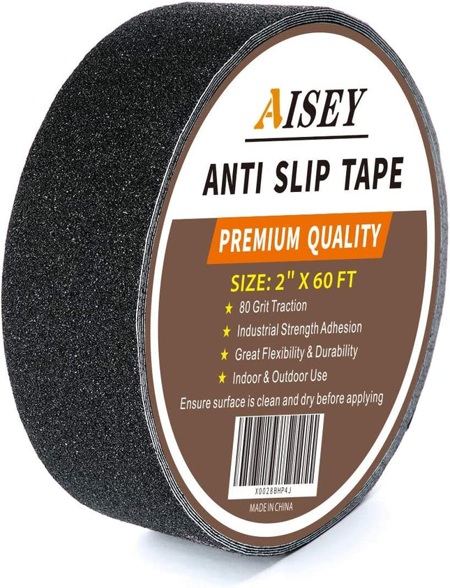 AISEY Non Slip Safety Grip Tape for Stairs Steps (2" X 16.4Ft, Black)
