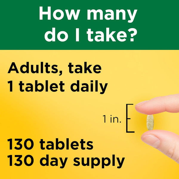 Nature Made Multivitamin Tablets with Iron, Multivitamin for Women and Men for Daily Nutritional Support, 130 Tablets, 130 Day Supply (Packaging