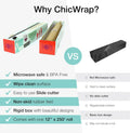 Chicwrap Marble Refillable Plastic Wrap Dispenser - Includes 12" X 250' Roll Professional Grade Disposable Plastic Wrap - Reusable Dispenser