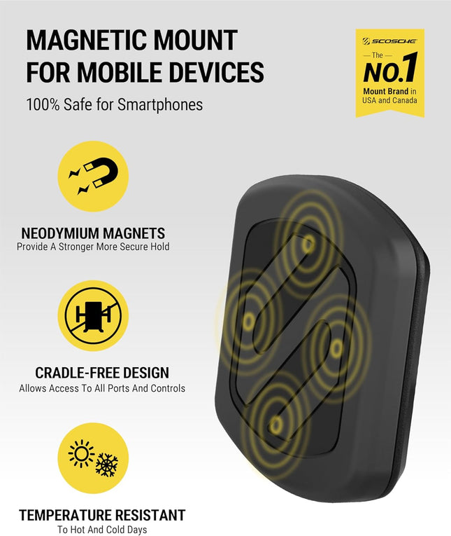 Scosche MXDM Magnetic Phone Holder for Car, Dashboard Cell Phone Holder with Extra Strong Magnet and Thick Metal Plate, 