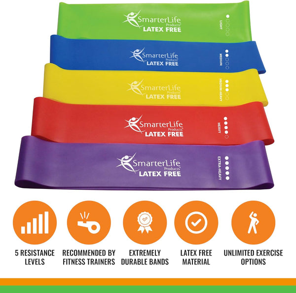 Smarterlife Resistance Bands for Working Out, Non-Latex Exercise Bands for Women, Men, 5 Extra Wide Workout Bands for Weight Loss, Home Gym, Booty