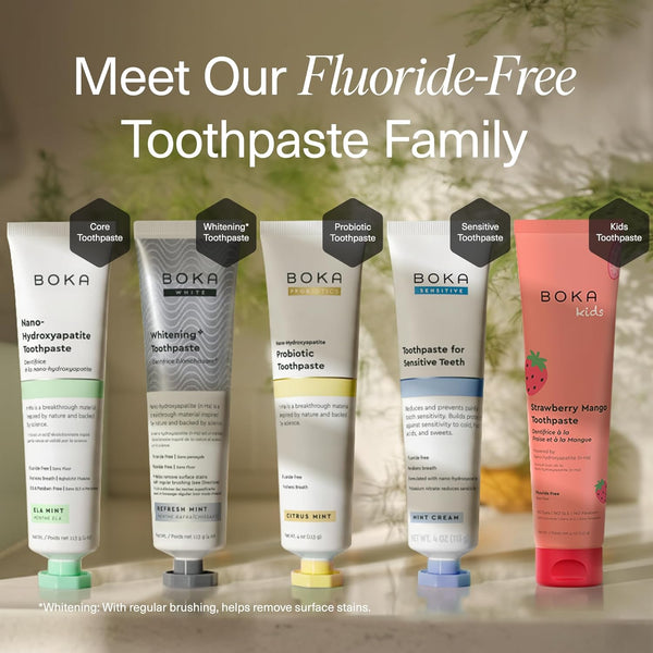Boka Fluoride Free Toothpaste Nano Hydroxyapatite, Helps Remineralize, Appropriate for Sensitive Teeth, Whitening - for Adult, Kids Oral Care -