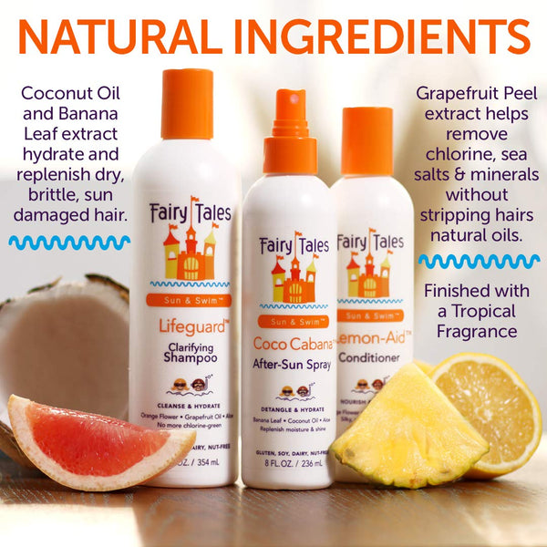 Fairy Tales Swim Shampoo, Conditioner, and Spray for Kids- 3 Pack | Made with Natural Ingredients in the USA | No Parabens, Sulfates, or Synthetic