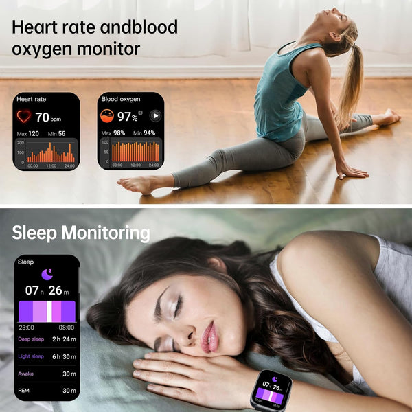 OUKITEL Smart Watch(Answer/Make Call), 1.91" HD Smart Watches for Women Men, Fitness Tracker with Heart Rate Sleep Spo2 Monitor, IP68 Waterproof,