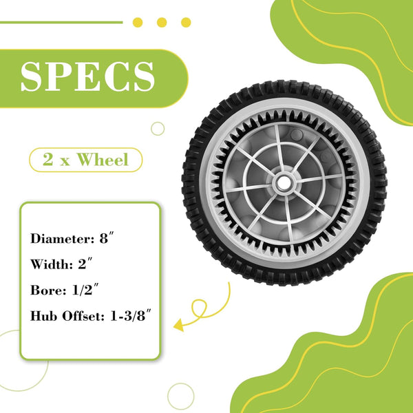 Parts Camp Front Drive Wheels Mtd/Troy-Bilt 734-04018, 734-04018A, 734-04018B, 734-04018C Lawnmower Wheels (Set of 2)