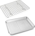 P&P CHEF Toaster Oven Pan with Wire Rack, Stainless Steel Baking Oven Sheet Tray, Bacon Pan and Cooling Rack for Cooking Roasting Cookie,