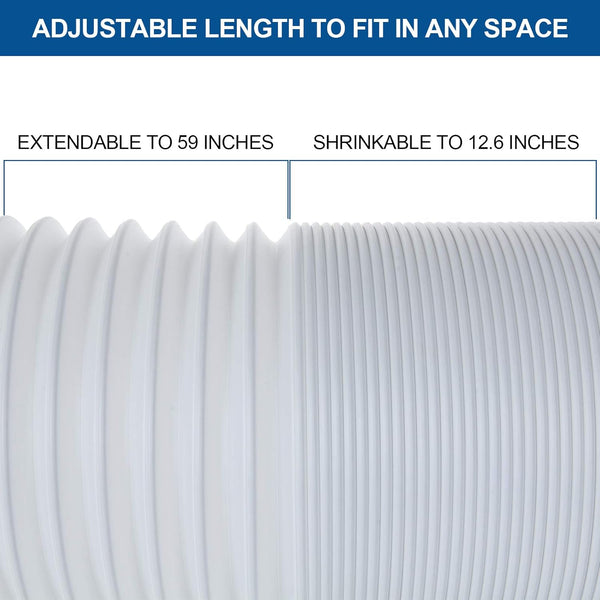 Portable Air Conditioner Hose 5 Inch Diameter 59" Length, AC Exhaust Vent Hose Extension, Clockwise Thread Protable Air Conditioner Parts