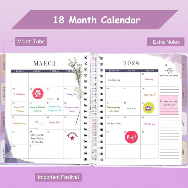 Planner 2025-2026, 18 Months Large Academic Daily Weekly Monthly Planner Organizer, Jan. 2025 - June 2026, 8.5X9.8" Agenda with Page Tabs,