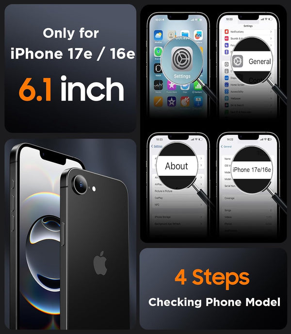 SPIDERCASE Designed for Iphone 16E Case, Magnetic Translucent with 2PCS Tempered Glass Screen Protector Anti-Fingerprint Anti-Scratch, Gray