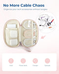 BAGSMART Cord Organizer Travel Cable Bag, Compact Tech Electronic Organizer Travel Case, Essentials for Charger, Cable, Phone, Flash Drive - Pink