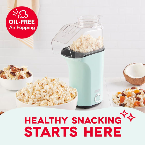DASH Fresh Pop Popcorn Maker - Oil-Free, Air Popcorn Popper - With Measuring Cup & Recipe Guide - Perfect for Movie Nights - 16 Cups, Aqua Aqua 16