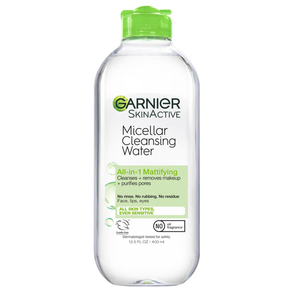 Garnier Micellar Water for Oily Skin, Facial Cleanser & Makeup Remover, Mattifying, for All Skin Types, Vegan, Cruelty Free, 13.5 Fl Oz (400Ml), 1