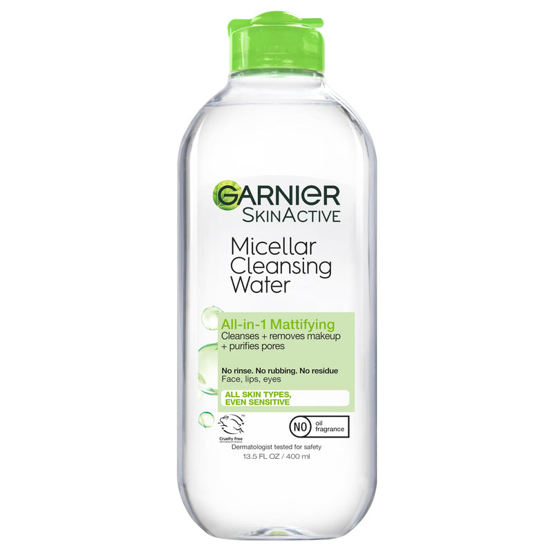 Garnier Micellar Water for Oily Skin, Facial Cleanser & Makeup Remover, Mattifying, for All Skin Types, Vegan, Cruelty Free, 13.5 Fl Oz (400Ml), 1