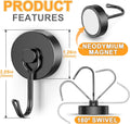 VNDUEEY 4 Pack 110LBS Magnetic Hooks Heavy Duty Neodymium Magnet Hooks for Hanging, Magnets with Hooks, Strong Swivel Magnetic Hooks for Fridge