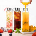 Goldarea Glass Water Bottles - 2 Packs 18Oz Glass Bottles with Lids - Ideal for Juice, Juice Cleanses, and Reusable Juicing Bottles, Wide Mouth