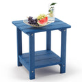 LUE BONA Adirondack Outdoor Side Table, 2-Tier Navy Blue HDPS Patio End Table Weather Resistant, Morden Side Table for Patio, Pool, Porch