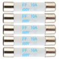 BOJACK Digital Multimeter Fuse 10A 600V DC Fast Acting Nickel-Plated Brass Ceramic Fuse 6.3X32 Mm FF10A (Pack of 5)