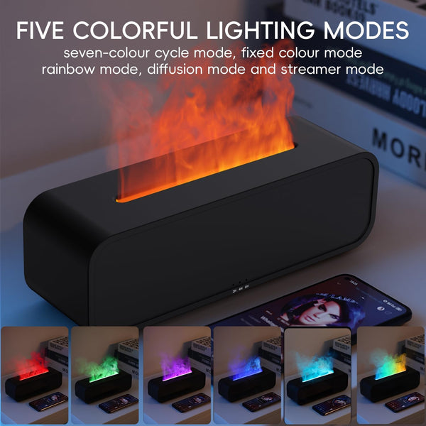 Essential Oil Diffuser, Music Sync Fire Flame Aromatherapy Diffuser, 250Ml Cool Mist Humidifier, Scent Aroma Diffuser with 7 Colors Light, Remote