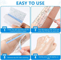 OBTANIM 50 Sheet Transparent Waterproof Stretch Adhesive Bandage Clear Film Dressing Bandages Tape Cover for Tattoo Shower Swimming Protector (4 X