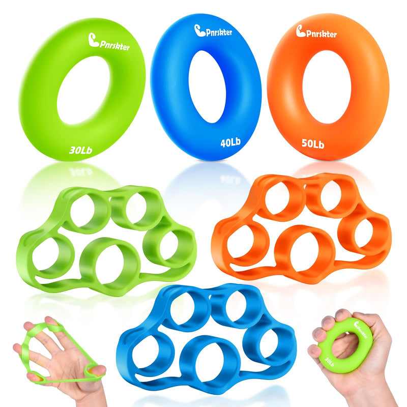 Pnrskter Hand Grip Strengthener, Finger Exerciser, Grip Strength Trainer (6 Pcs),New Material,Forearm Grip Workout, Finger Stretcher, Relieve