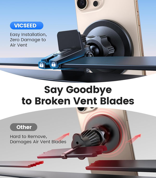 VICSEED for Magsafe Car Mount [Upgraded Strongest Magnet Power] Magnetic Phone Holder for Car Vent 360 Adjustable Magnetic Car Phone Holder Mount