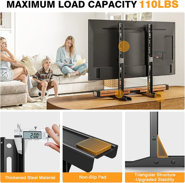 TAVR Universal Table Top TV Stand Base TV Legs for Most 22 32 37 40 42 47 50 55 65 LCD LED Plasma Flat Screen Tvs, Height Adjustable Leg TV