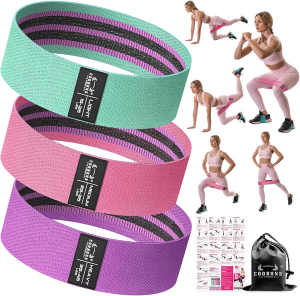 Fabric Resistance Bands for Working Out - Exercise Bands for Women and Men, Booty Bands for Legs and Butt, Yoga, Pilates, Rehab, Fitness and Home
