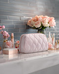 BAGSMART Makeup Bag, Travel Cosmetic Bag, Puffy Padded Make Up Bag for Women, Makeup Organizer Case, Wide-open Pouch Purse, Travel Essentials,