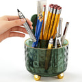 Dark Green Pen Pencil Holder for Desk, 360° Rotating Pen Organizer, Green Office Supplies, Cute Pen Holder, 6-Compartment Pencil Holder Rotating