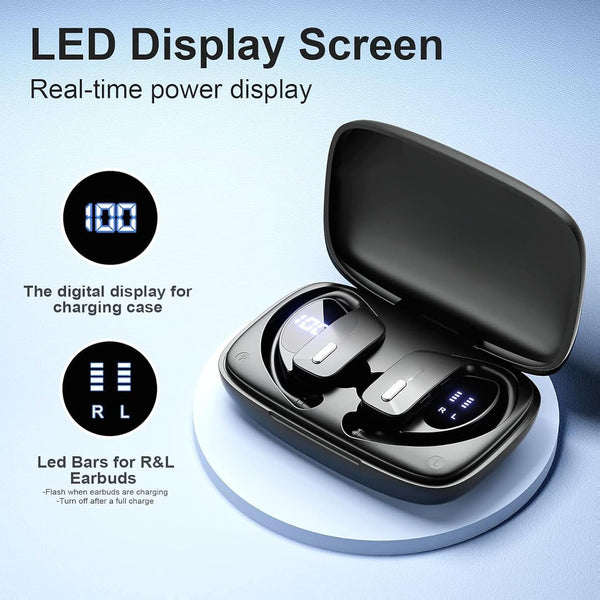 T16 Wireless Earbuds, Bluetooth Bluetooth Headphones 48Hrs Long Battery Life with LED Power Display In-Ear Earhooks Headphone Stereo Wireless