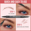 Imethod Curved Eyebrow Pen - Eyebrow Pencil, Brow Pencil 2-In-1 Dual-Ended Microblading Eyebrow Pen with Micro-Fork-Tip and Precise Brush-Tip