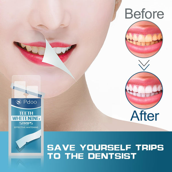 Teeth Whitening Strip - Whitening Strips for Sensitive People, Fast Remove Smoking, Coffee, Wine Stains, Teeth Brightening Kit Pack of 28 Non-Slip