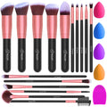 BESTOPE PRO 16Pcs Makeup Brushes Set, 4Pcs Beauty Blender Sponge Set and 1 Brush Cleaner, Premium Synthetic Foundation Brushes Blending Face