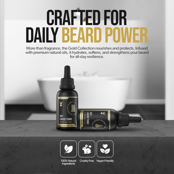 The Beard Struggle - Day Liquid Tonic Beard Oil - Gold Collection, Valhalla'S Gates - Beard Oil for Men - Moisturize, Softens Hair, Reduces Itch -